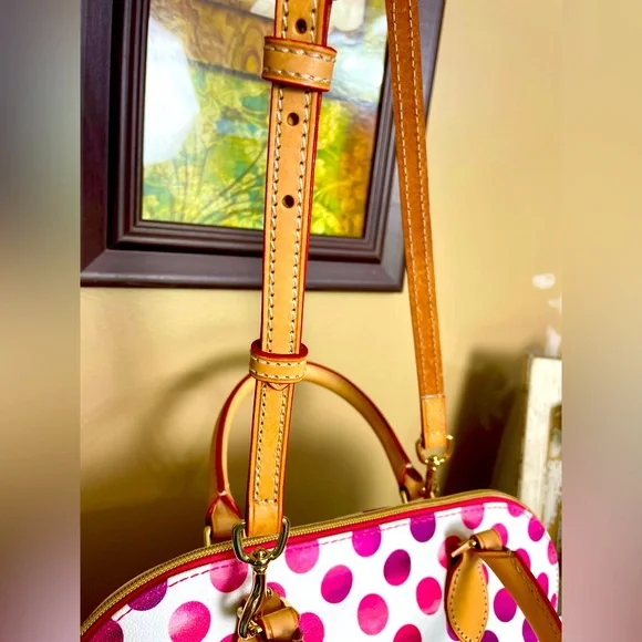 Dooney & Bourke Kendall Pink and Red Polka Dot Satchel - Picture 4 of 14
